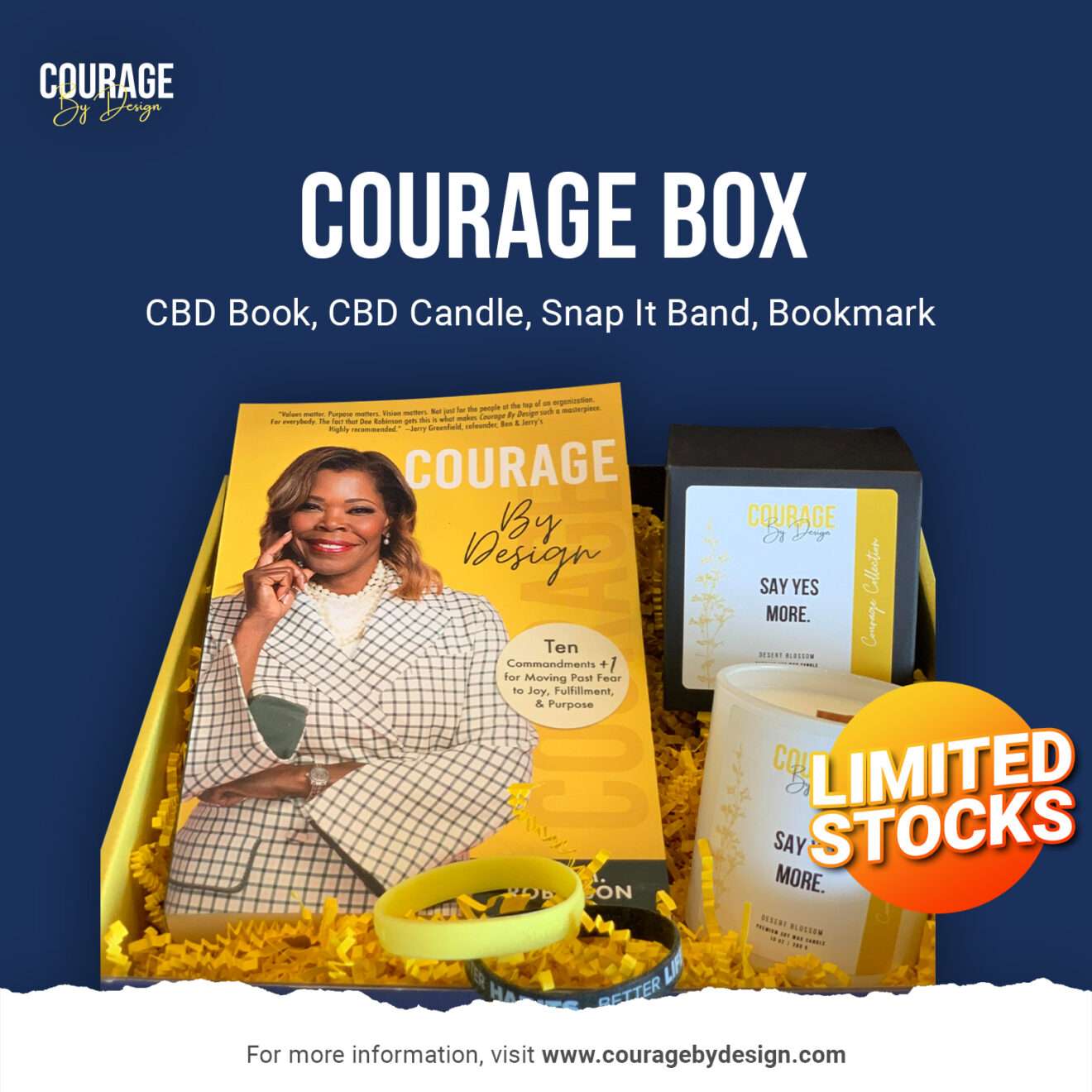 Courage Box (CBD book, CBD candle, Snap It band, bookmark) Dee M